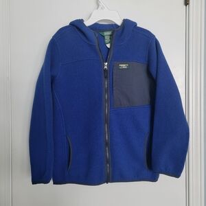 LL Bean Kids Retro Mountain Classic Fleece Hooded Jacket Size Large (14-16) Blue